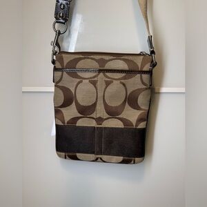 Vintage Y2K Coach Signature Canvas Crossbody Bag